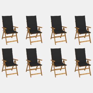 Cadeiras de jardim - Cadeiras de exterior dobráveis c almofadões 8 pcs acácia maciça