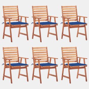 Cadeiras de jantar p jardim - Cadeiras de exterior 6 pcs c almofadões acácia maciça