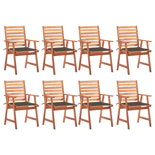 Cadeiras de jantar p jardim - Cadeiras de exterior 8 pcs c almofadões acácia maciça