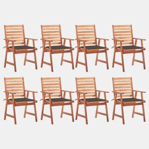 Cadeiras de jantar p jardim - Cadeiras de exterior 8 pcs c almofadões acácia maciça