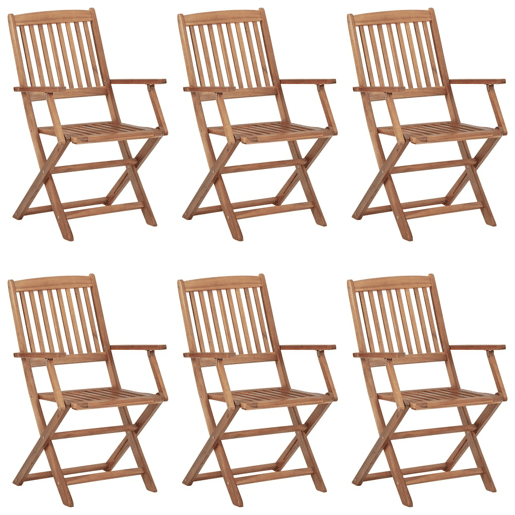 Cadeiras de jardim - Cadeiras de exterior dobráveis c almofadões 6 pcs acácia maciça