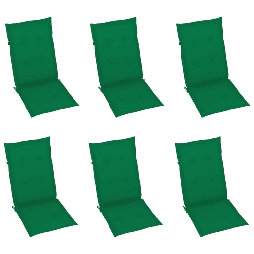 Cadeiras de jardim - Cadeiras de exterior c almofadões verdes 6 pcs teca maciça