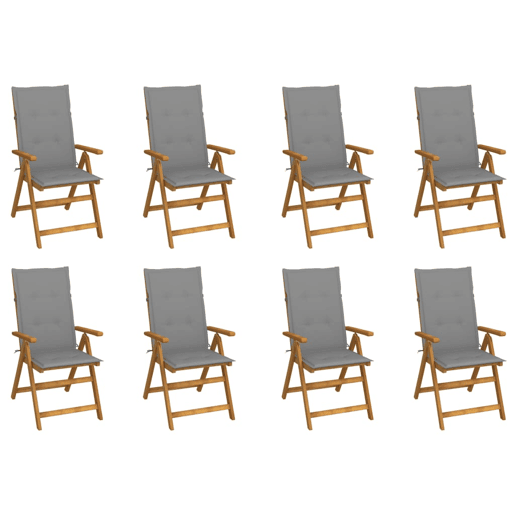 Cadeiras de jardim - Cadeiras de exterior dobráveis c almofadões 8 pcs acácia maciça