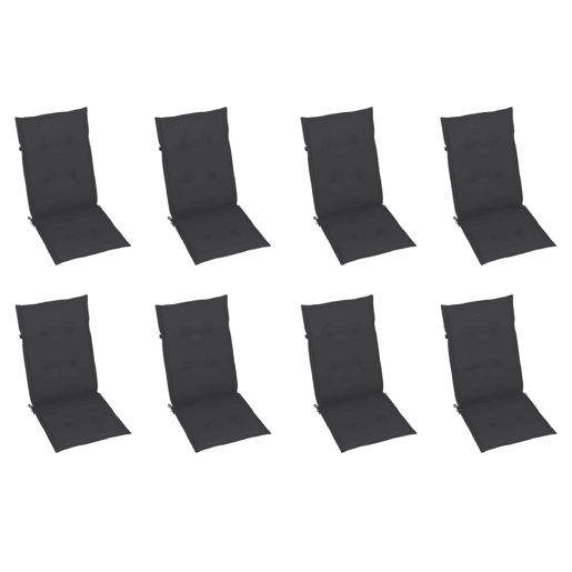 Cadeiras de jardim - Cadeiras de exterior reclináveis c almofadões 8 pcs teca maciça
