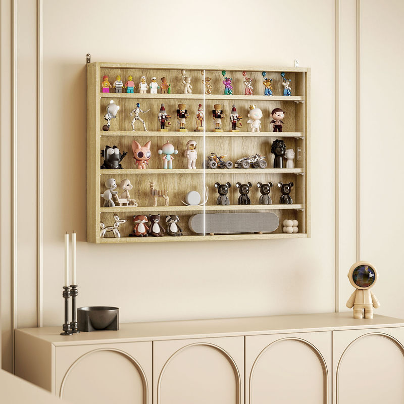 Vitrina De Madera Para Coleccionistas Con 80 Compartimentos – Estante De Pared De 10 Filas Y 8 Columnas – Medidas 80 X 40,5 Cm