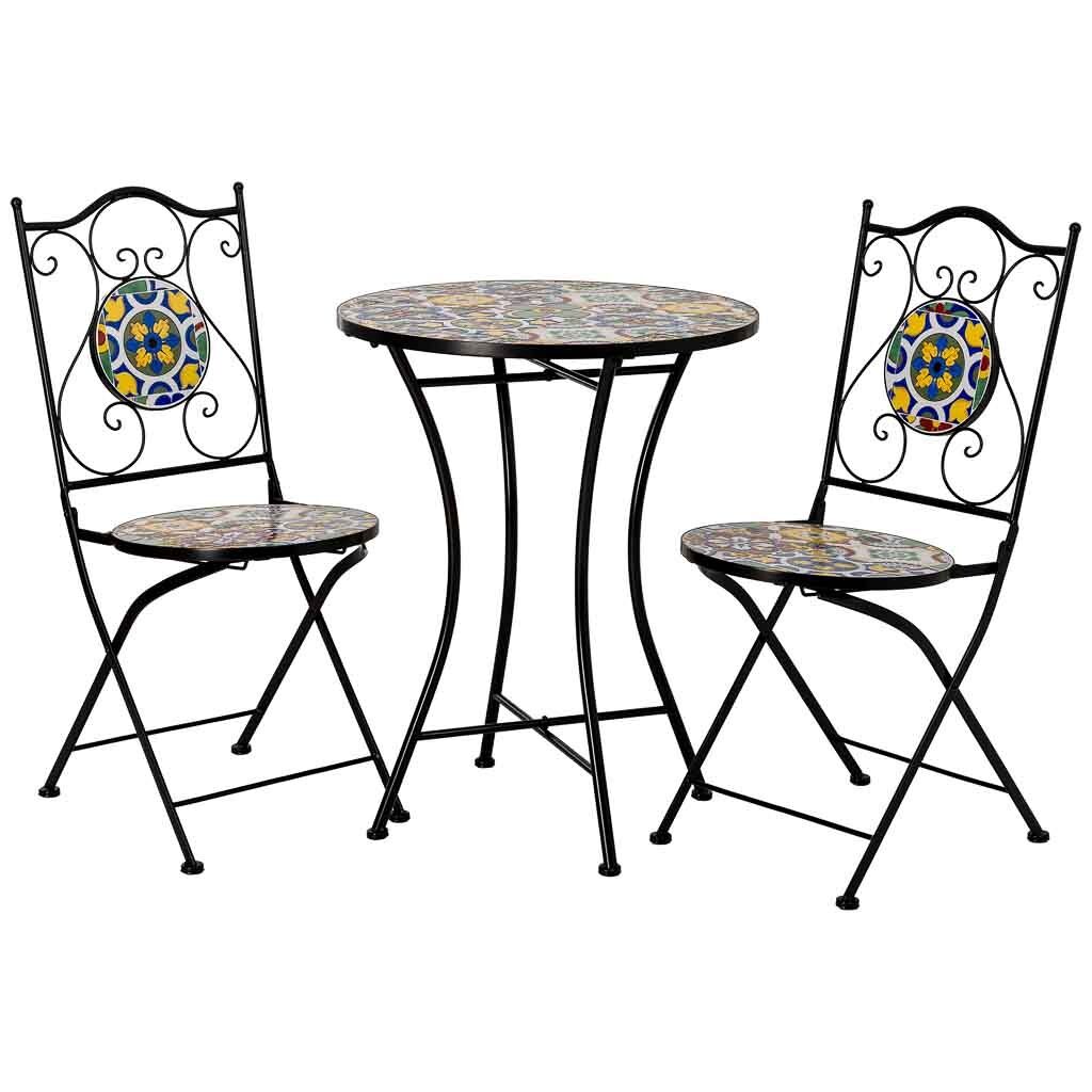 Conjunto de mesa y 2 sillas de metal