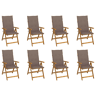 Cadeiras de jardim - Cadeiras de exterior dobráveis c almofadões 8 pcs acácia maciça