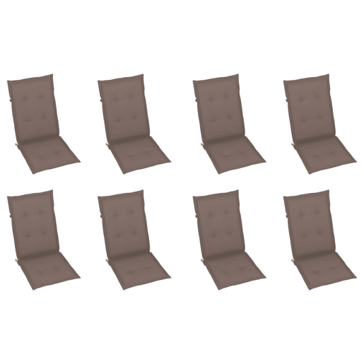 Cadeiras de jardim - Cadeiras de exterior dobráveis c almofadões 8 pcs acácia maciça