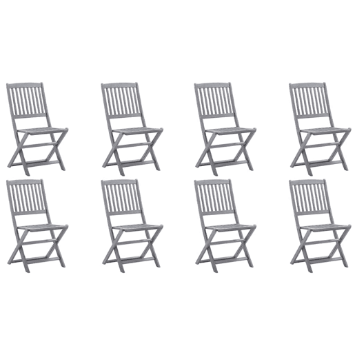 Cadeiras de exterior - Cadeiras de jardim dobráveis 8pcs c almofadões acácia maciça