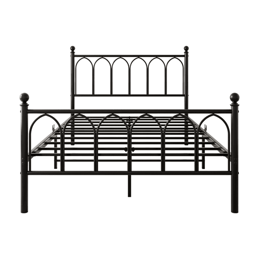 Cama metálica 120x200 - Cabeceira e pés vintage, LED, USB, arrumação, aço - Preto