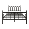 Cama metálica 120x200 - Cabeceira e pés vintage, LED, USB, arrumação, aço - Preto