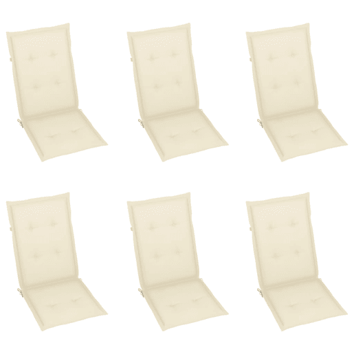 Cadeiras de jardim - Cadeiras de exterior c almofadões cor creme 6 pcs teca maciça