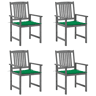 Cadeiras de jardim - Cadeiras de exterior com almofadões 4 pcs acácia maciça cinza