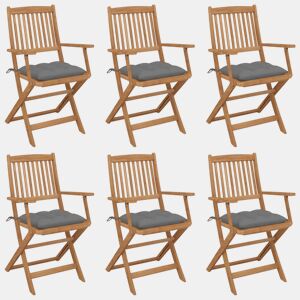 Cadeiras de jardim - Cadeiras de exterior dobráveis c almofadões 6 pcs acácia maciça