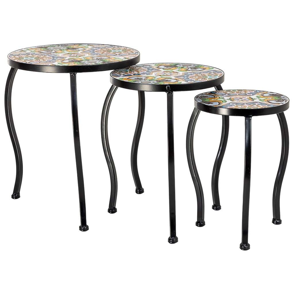 Soporte set 3 pzas de mosaico y forja