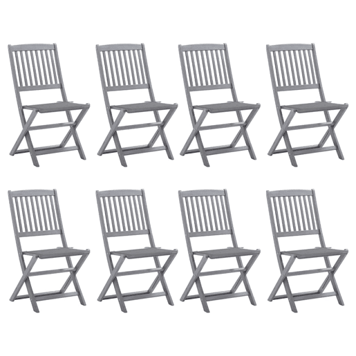 Cadeiras de exterior - Cadeiras de jardim dobráveis 8pcs c almofadões acácia maciça