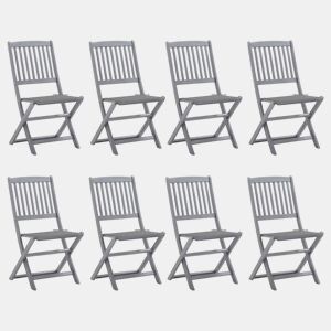Cadeiras de exterior - Cadeiras de jardim dobráveis 8pcs c almofadões acácia maciça