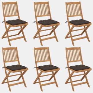 Cadeiras de jardim - Cadeiras de exterior dobráveis c almofadões 6 pcs acácia maciça