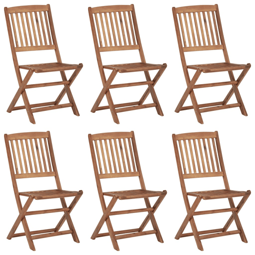 Cadeiras de jardim - Cadeiras de exterior dobráveis c almofadões 6 pcs acácia maciça