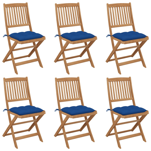 Cadeiras de jardim - Cadeiras de exterior dobráveis c almofadões 6 pcs acácia maciça