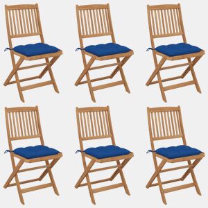 Cadeiras de jardim - Cadeiras de exterior dobráveis c almofadões 6 pcs acácia maciça
