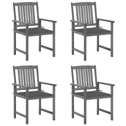 Cadeiras de jardim - Cadeiras de exterior com almofadões 4 pcs acácia maciça cinza