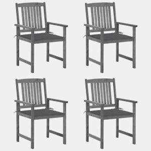 Cadeiras de jardim - Cadeiras de exterior com almofadões 4 pcs acácia maciça cinza
