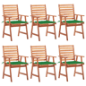 Cadeiras de jantar p jardim - Cadeiras de exterior 6 pcs c almofadões acácia maciça