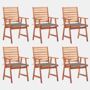 Cadeiras de jantar p jardim - Cadeiras de exterior 6 pcs c almofadões acácia maciça