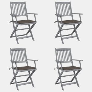 Cadeiras exterior - Cadeiras de jardim dobráveis c almofadões 4 pcs acácia maciça