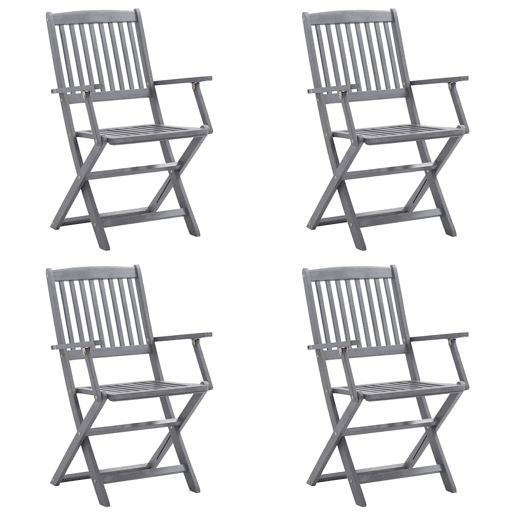 Cadeiras exterior - Cadeiras de jardim dobráveis c almofadões 4 pcs acácia maciça