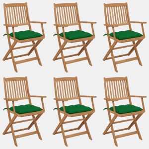 Cadeiras de jardim - Cadeiras de exterior dobráveis c almofadões 6 pcs acácia maciça