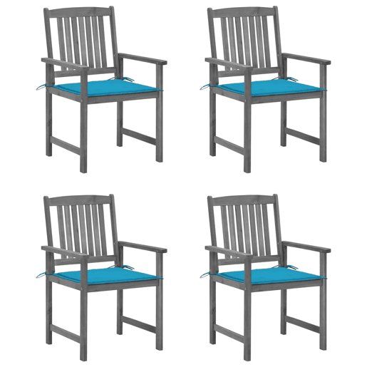 Cadeiras de jardim - Cadeiras de exterior com almofadões 4 pcs acácia maciça cinza