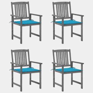 Cadeiras de jardim - Cadeiras de exterior com almofadões 4 pcs acácia maciça cinza