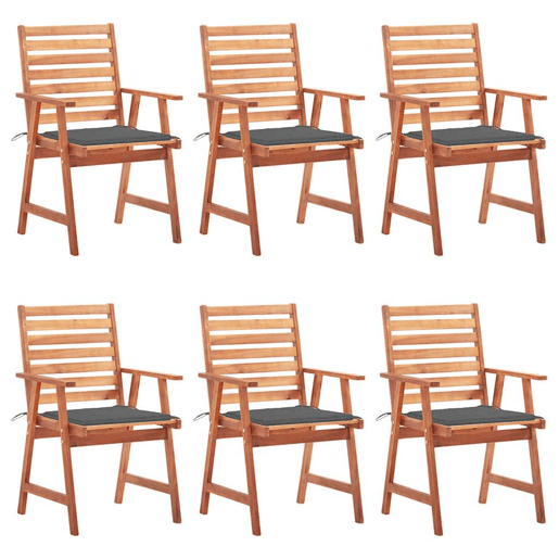 Cadeiras de jantar p jardim - Cadeiras de exterior 6 pcs c almofadões acácia maciça