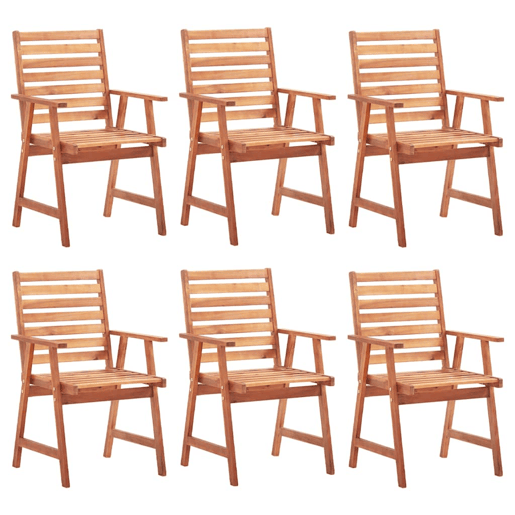 Cadeiras de jantar p jardim - Cadeiras de exterior 6 pcs c almofadões acácia maciça