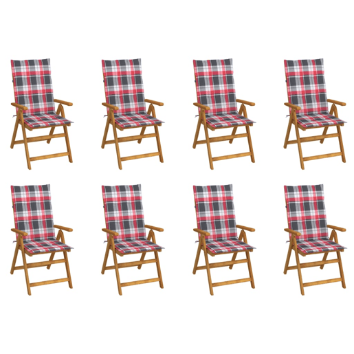 Cadeiras de jardim - Cadeiras de exterior dobráveis c almofadões 8 pcs acácia maciça
