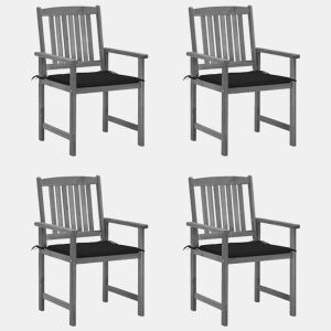 Cadeiras de jardim - Cadeiras de exterior com almofadões 4 pcs acácia maciça cinza
