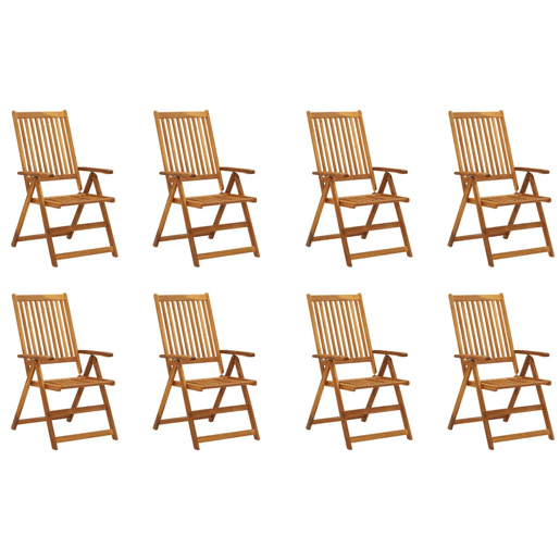 Cadeiras de jardim - Cadeiras de exterior dobráveis c almofadões 8 pcs acácia maciça