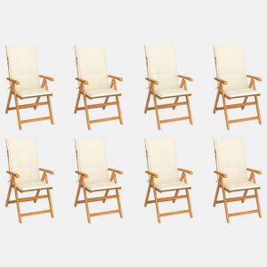 Cadeiras de jardim - Cadeiras de exterior reclináveis c almofadões 8 pcs teca maciça