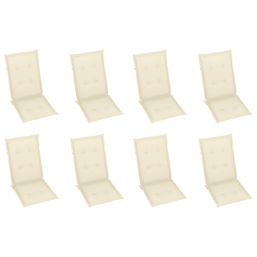 Cadeiras de jardim - Cadeiras de exterior reclináveis c almofadões 8 pcs teca maciça