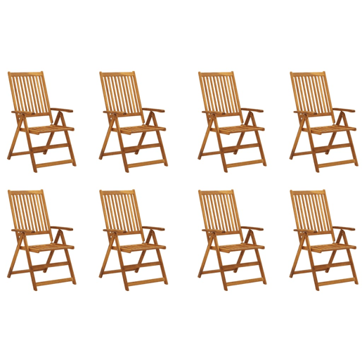 Cadeiras de jardim - Cadeiras de exterior dobráveis c almofadões 8 pcs acácia maciça