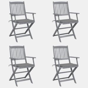 Cadeiras exterior - Cadeiras de jardim dobráveis c almofadões 4 pcs acácia maciça