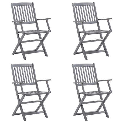 Cadeiras exterior - Cadeiras de jardim dobráveis c almofadões 4 pcs acácia maciça
