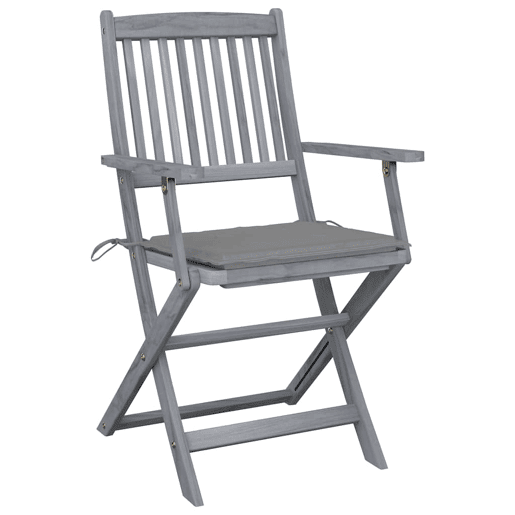 Cadeiras exterior - Cadeiras de jardim dobráveis c almofadões 4 pcs acácia maciça