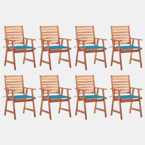 Cadeiras de jantar p jardim - Cadeiras de exterior 8 pcs c almofadões acácia maciça