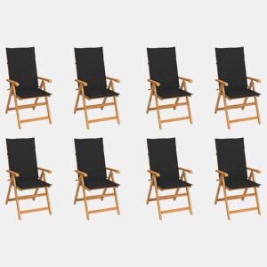 Cadeiras de jardim - Cadeiras de exterior reclináveis c almofadões 8 pcs teca maciça