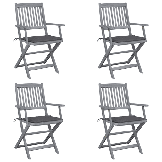 Cadeiras exterior - Cadeiras de jardim dobráveis c almofadões 4 pcs acácia maciça