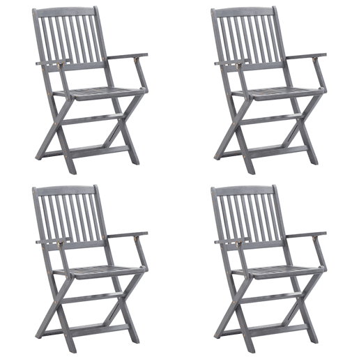 Cadeiras exterior - Cadeiras de jardim dobráveis c almofadões 4 pcs acácia maciça