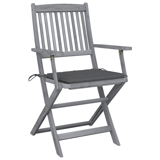 Cadeiras exterior - Cadeiras de jardim dobráveis c almofadões 4 pcs acácia maciça